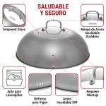 Small Yosukata 34.5 cm (13.6-inch) Stainless Steel Wok Lid with Tempered Glass Insert