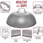 Small Yosukata Black Carbon Steel Wok 13,5-inch(34cm)+Stainless Steel Wok Lid+Spatula, Ladle and Skimmer Set