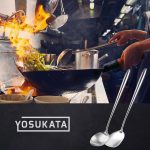 Small Yosukata Utensils Set: 43 cm (17-inch) Stainless Steel Wok Spatula & Ladle