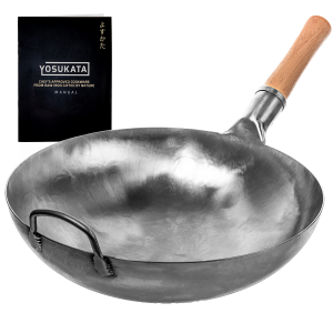 14-inch (36cm) Not Seasoned Blue Carbon Steel Wok with Round Bottom