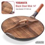 Small Yosukata 36 cm (14-inch) Wooden Wok Lid with Carbonized Finish