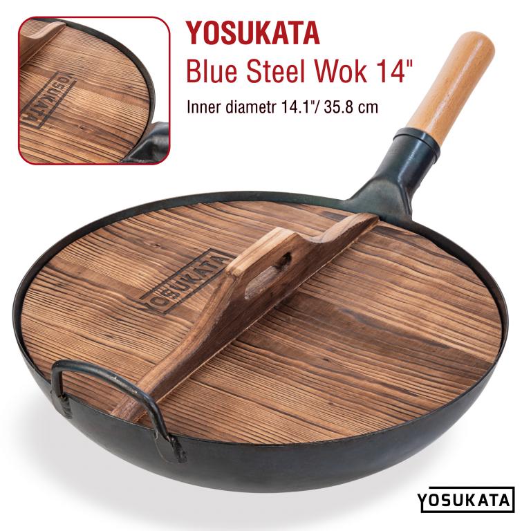 Yosukata 36 cm (14-inch) Wooden Wok Lid with Carbonized Finish