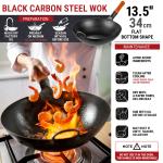 Small Yosukata Black Carbon Steel Wok 13,5-inch (34cm)+Spatula and Ladle Set