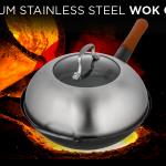 Small Yosukata 11,4-inch (29 cm) Stainless Steel Wok Lid with Tempered Glass Insert
