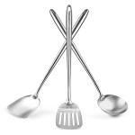 Small Yosukata 17-inch (43 см) Utensils Wok Set (Spatula & Ladle & Turner Stainless Steel)