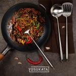 Small Yosukata 17-inch (43 см) Utensils Wok Set (Spatula & Ladle & Turner Stainless Steel)